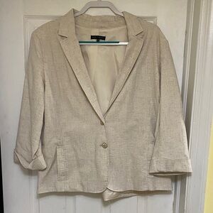 Cream Linen-Blend Blazer